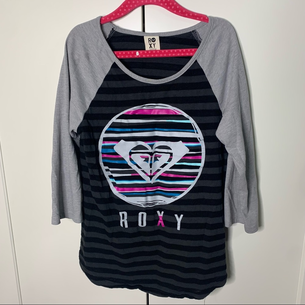 Roxy Girl Striped 3/4 Sleeved Jersey Shirt